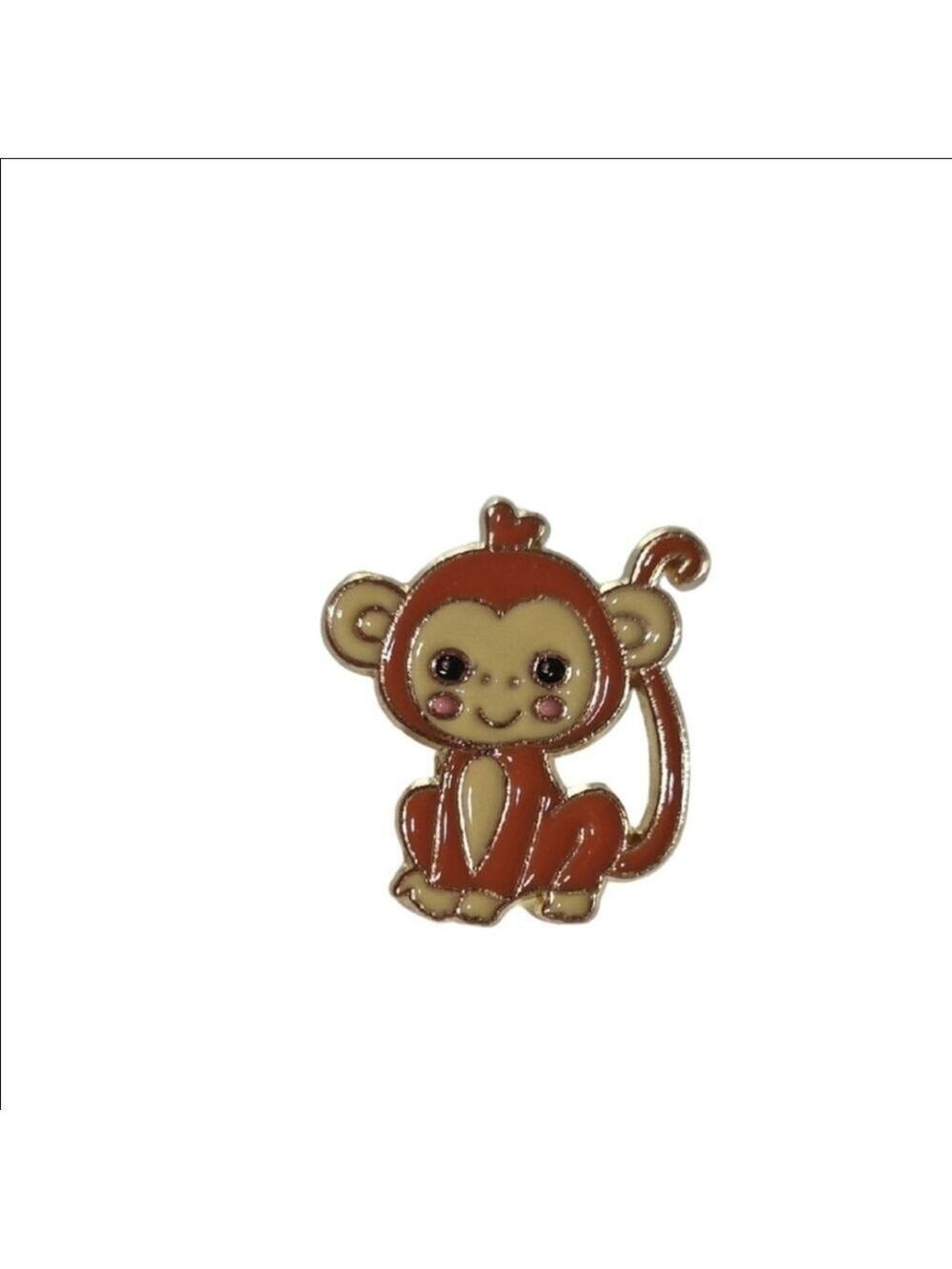 Monkey Enamel Pin Orange Cream